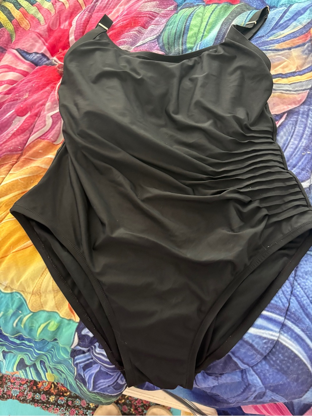Classic Calvin Klein  Black Ruched One-Piece Swimsuit - Women size 18